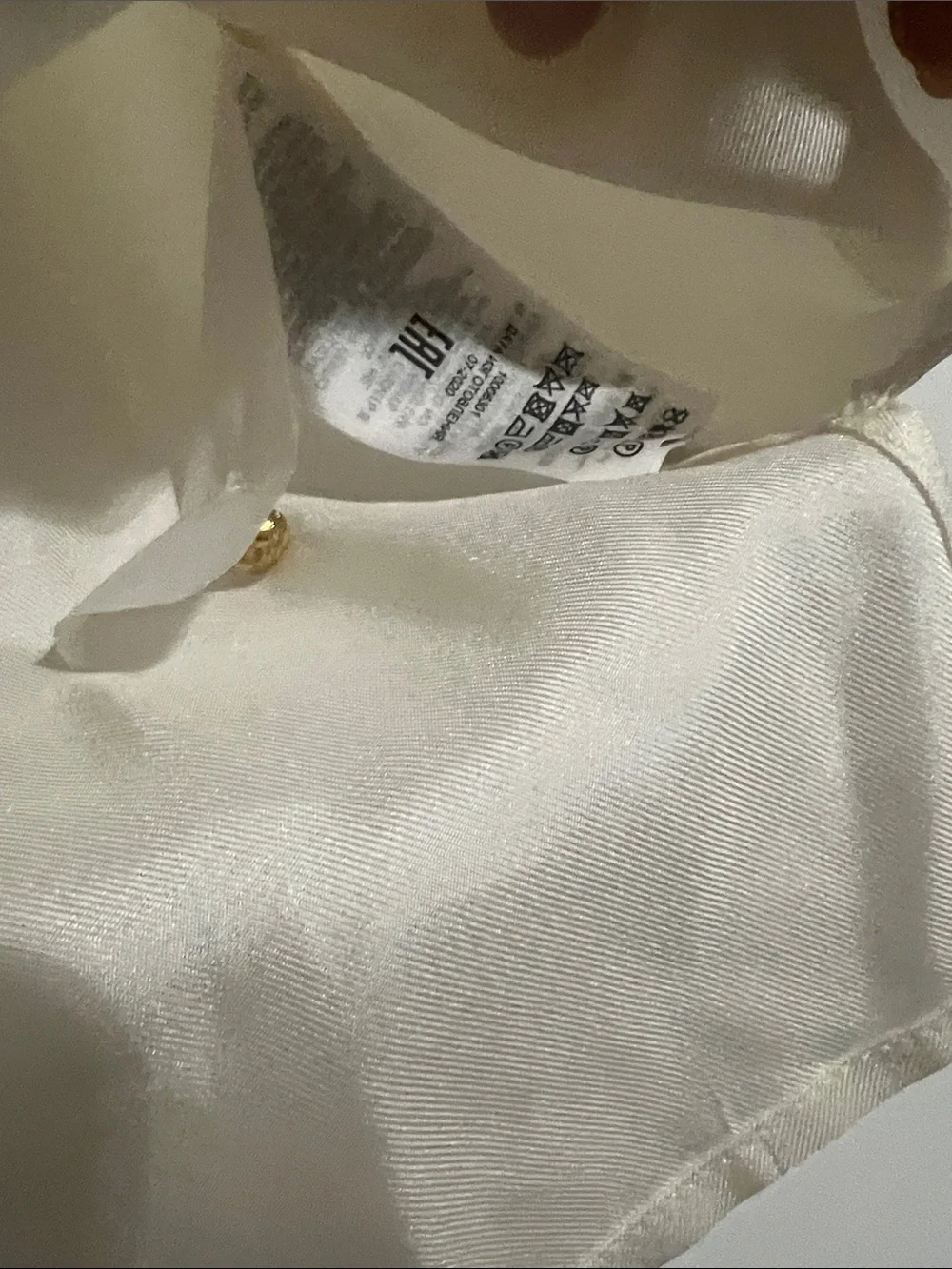 Tory Burch Ivory Satin Sleeveless Shell with Gold Trim